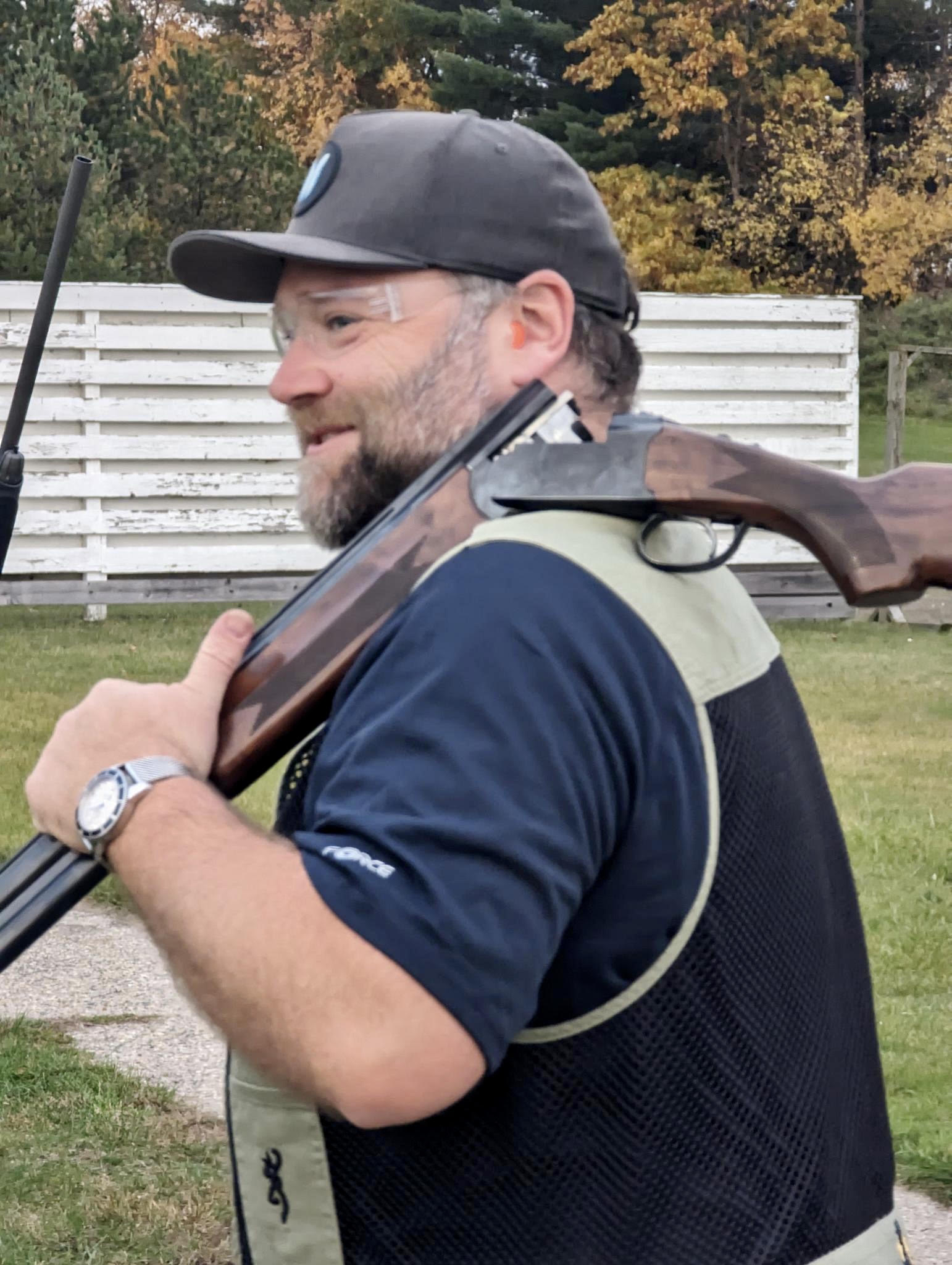 Dominic Cochran, founder of Quarry, at an outdoor shooting range.